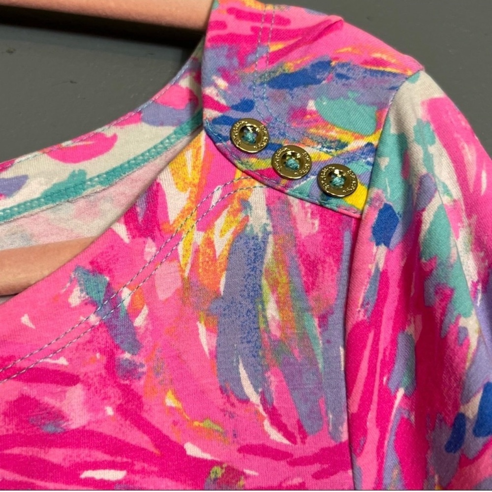 Lilly Pulitzer Coral Reef Print Shift Dress Large 3/4 Sleeve Like New - Picture 4 of 6